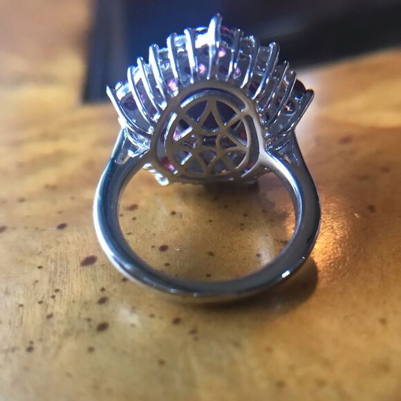 Natural Star Ruby Sterling Silver Cocktail Ring Size 5 - Picture 9 of 14